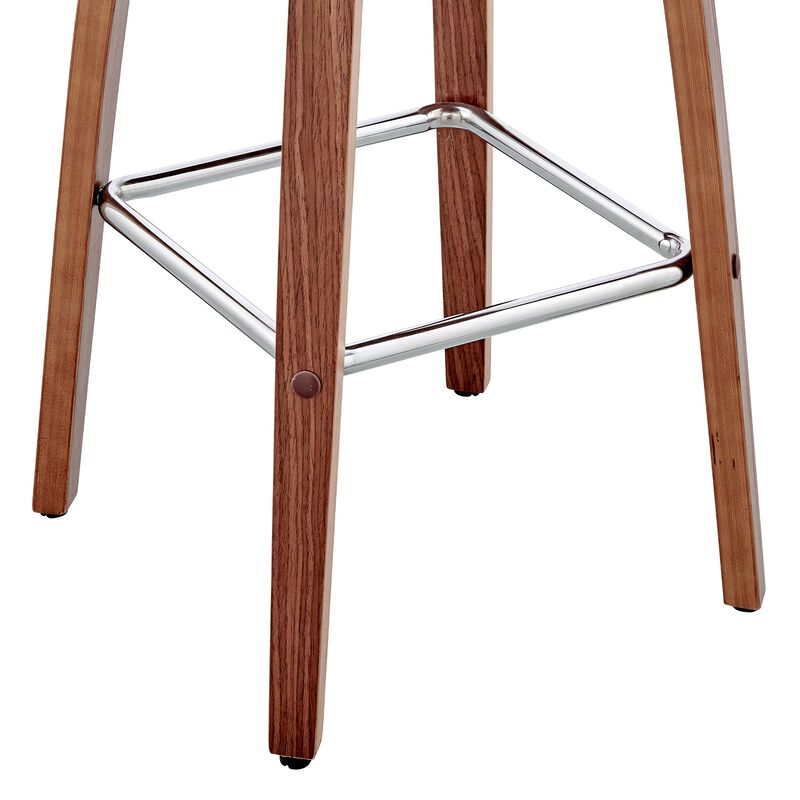 26" Gray Faux Leather and Walnut Wood Swivel Bar Stool image number 6