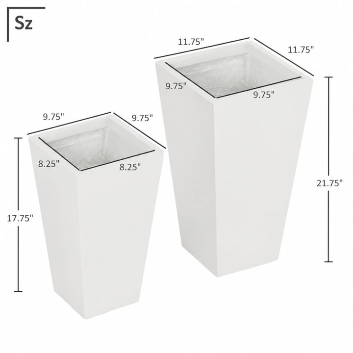 WOW PIONEER 2-Pack Stackable Planter Set with Drainage Holes, Durable for Indoor Outdoor Flowers, Trees, Patio, Balcony and Deck Use