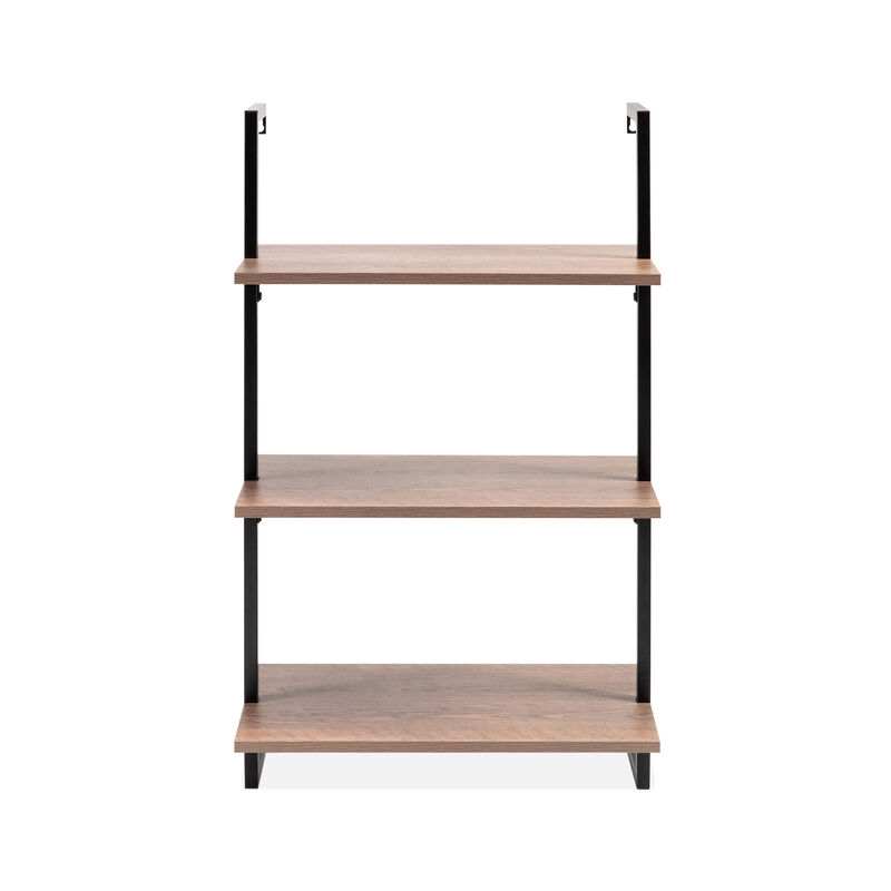 Madera  Industrial 3-Shelf Wood Wall-Mounted Open Ladder Bookcase