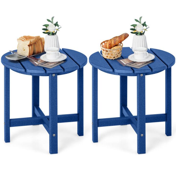 Hivvago Set of 2 Round Weather-Resistant Adirondack Side Tables