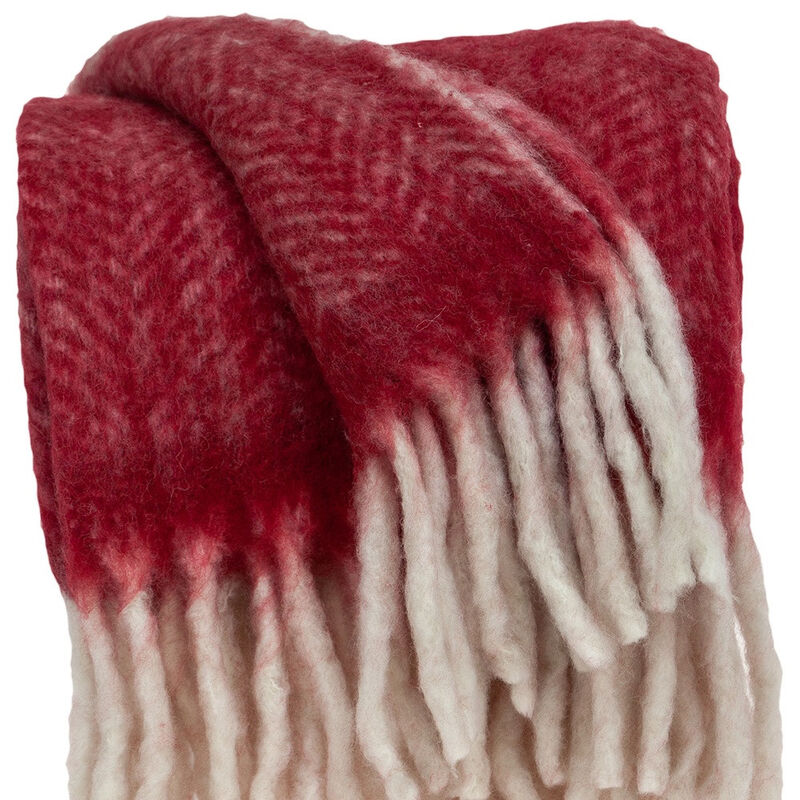 HomeRoots Red Woven Acrylic Solid Color Reversable Throw image number 4