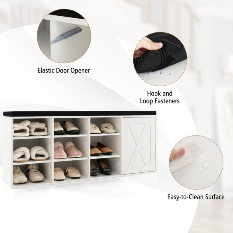 Hivvago 9-cube Shoe Bench with Adjustable Shelves and Removable Padded Cushion