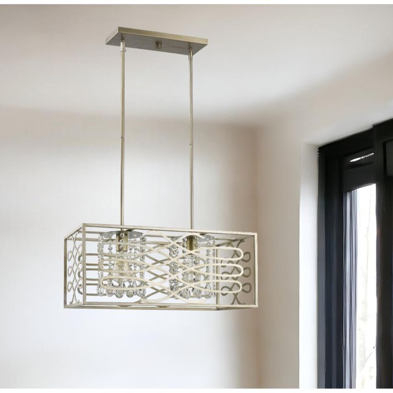 Hivvago Brax 2-Light Washed Gold Island Pendant With Crystal Accents