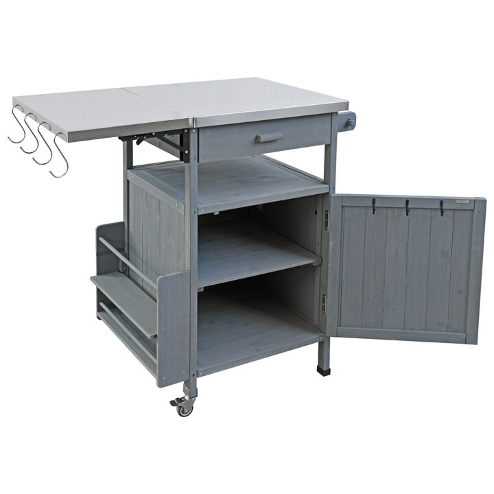 ELEMENT ACE Outdoor Grill Cart with Stainless Steel Top and Drop Leaf Design for Garden Storage