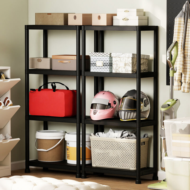 Freestanding 4 Tier Plastic Shelving Unit for Garage Home and Utility Room-Black image number 3