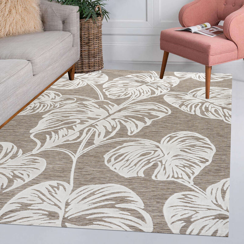Tobago High-Low Two Tone Monstera Leaf Area Rug