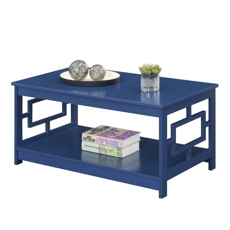 Convenience Concepts Town Square Coffee Table with Shelf, Cobalt Blue