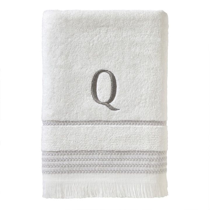 SKL Home By Saturday Knight Ltd Casual Monogram Bath Towel Q - 28X54", White