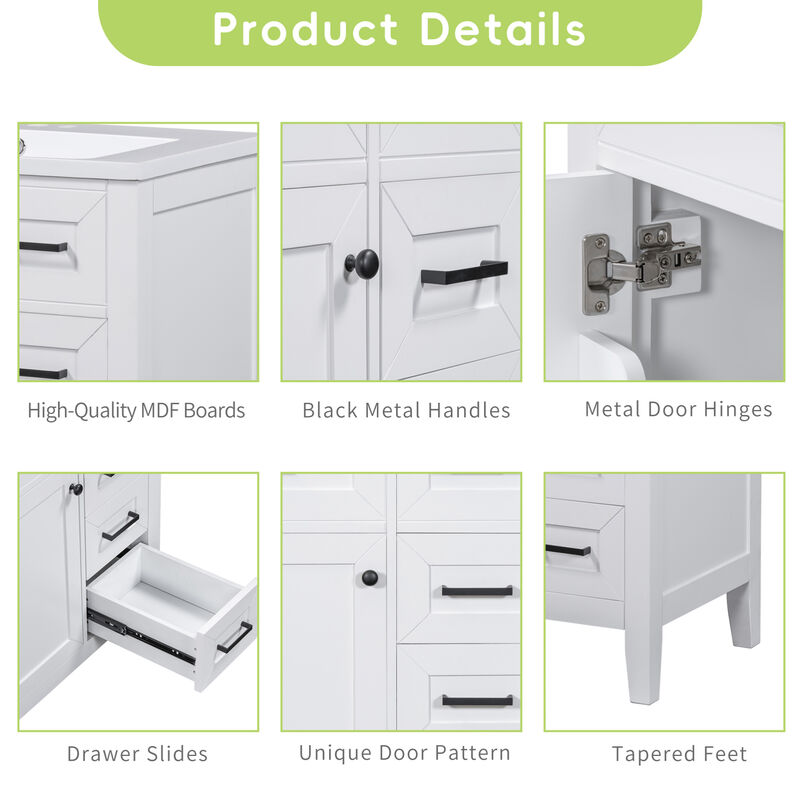 30" Freestanding Bathroom Vanity Base Without Sink image number 5