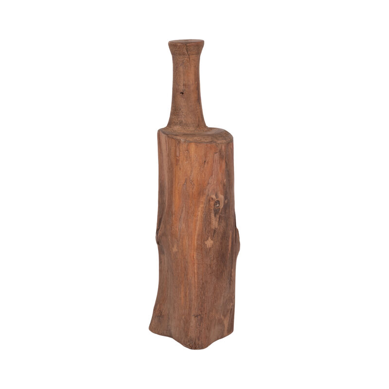18" Reclaimed Wood Bottle Object, Brown image number 1