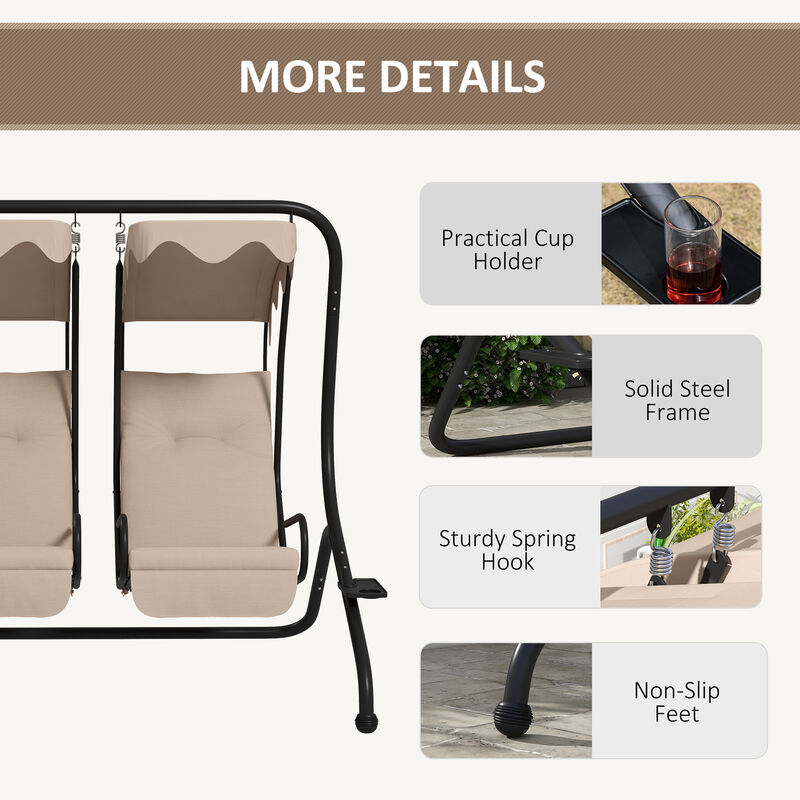 Hivvago Outdoor Swing Bench with Adjustable Canopy image number 4