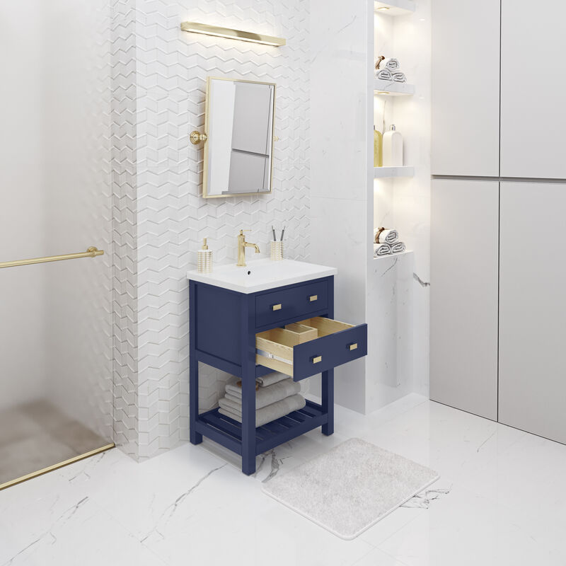 Viola 24 In. Integrated Ceramic Sink Top Vanity in Monarch Blue