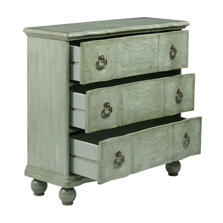 Gracie Mills Viera Hand-Painted Blue-Green Accent Chest with Scrolling Detail