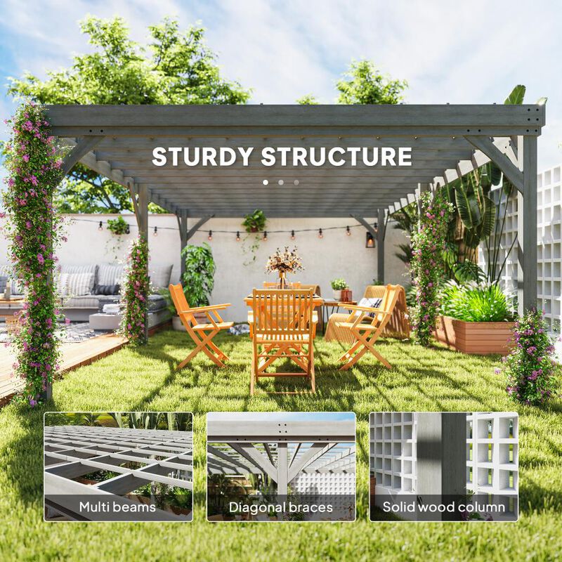 Hivvago 12x20 Outdoor Pergola Kit with Ground Anchors for Patio image number 3