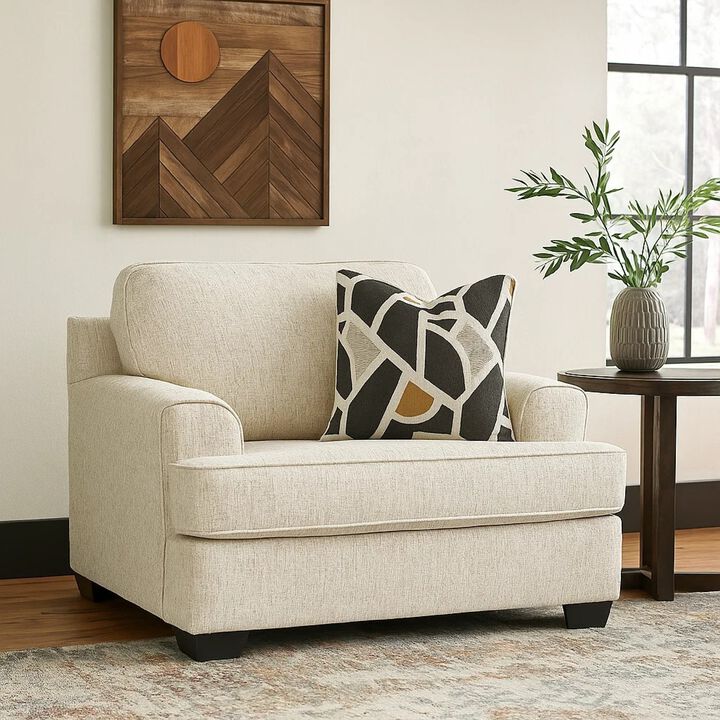 Burgess Accent Chair, Quartz Beige Polyester, 1 Throw Pillow, Black