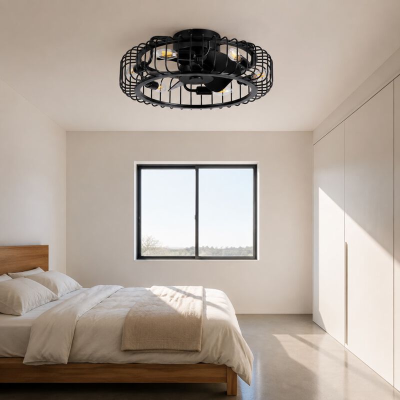 ELEMENT ACE Low Profile Industrial Flush Mount Ceiling Fan with Lights, Reversible Quiet Motor and Remote Control image number 2