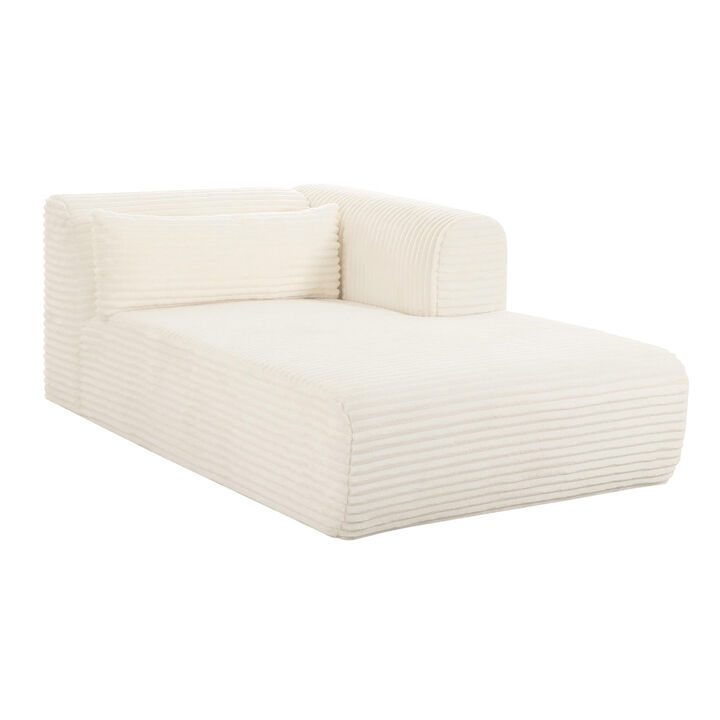 Tarra Fluffy Oversized Cream Corduroy Modular LAF Chaise