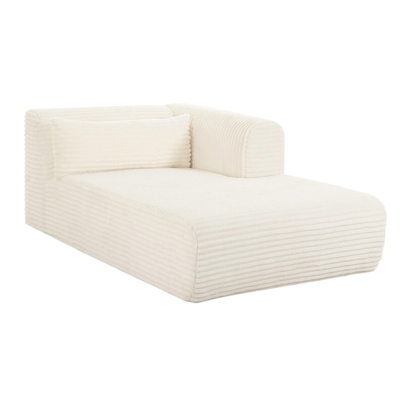 Tarra Fluffy Oversized Cream Corduroy Modular LAF Chaise image number 0
