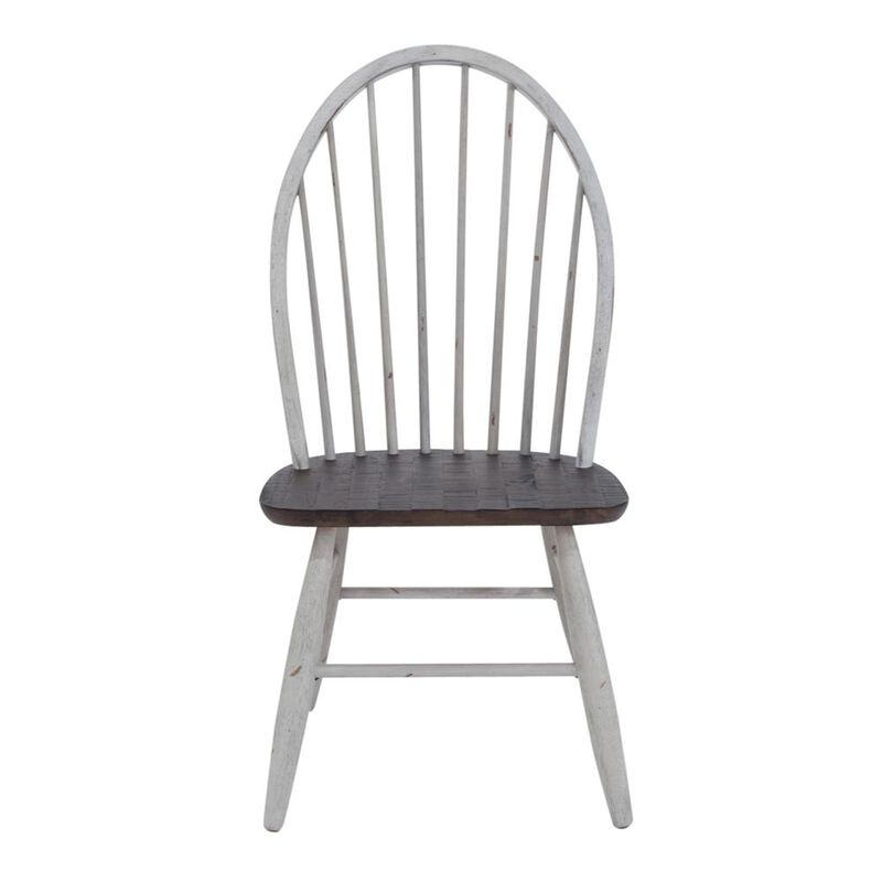 Liberty Furniture Farmhouse Windsor Back Side Chair- Set of 2 in Two Tone White w/ Wood Tone Top image number 2