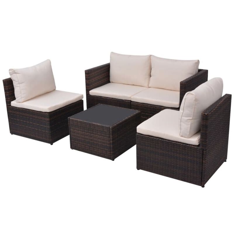 vidaXL Garden Sofa Set 13 Pieces Poly Rattan Brown