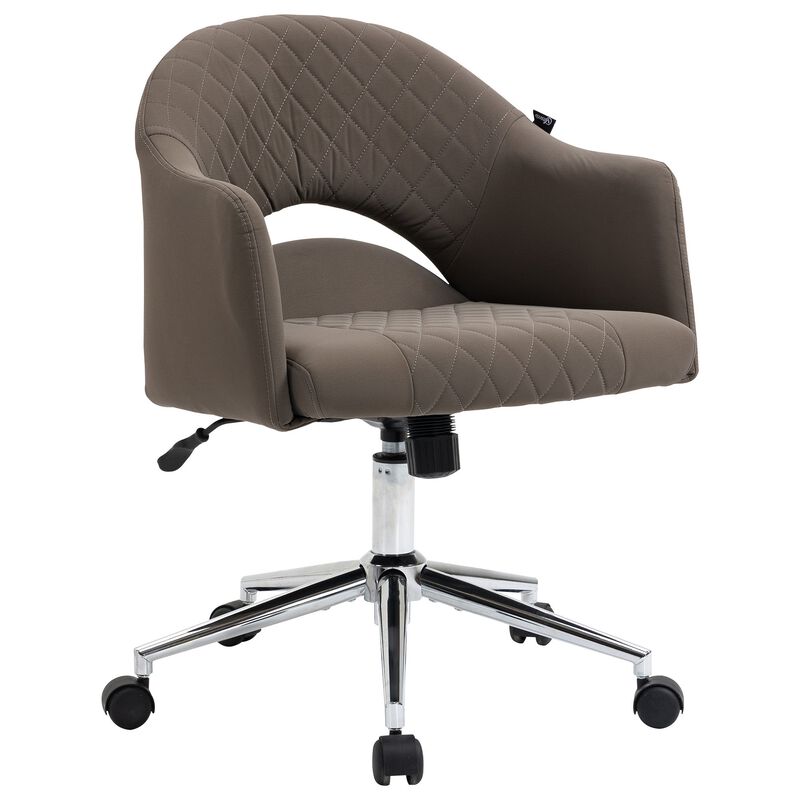 Ergonomic Office Chair with Swivel, Mid-Back Computer Desk Chair with Adjustable Height and Back Tilt, Brown image number 1
