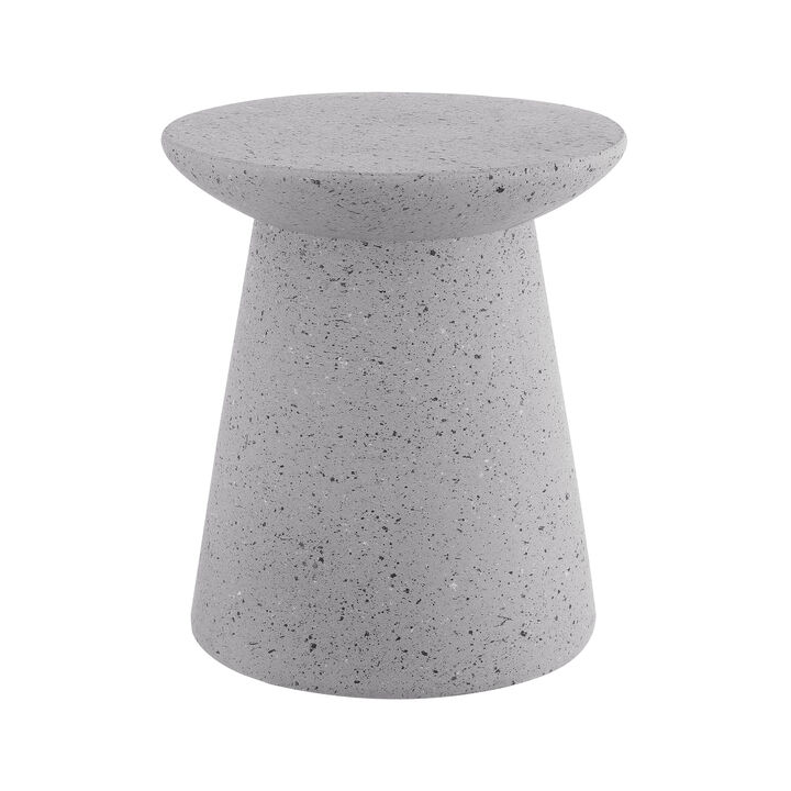 Hollie 18" Minimalist Modern Drum Indoor/Outdoor Accent Table Pedestal, Gray Terrazzo