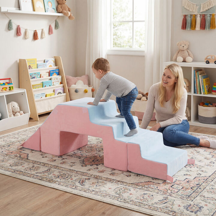 Toddler 4-in-1 Foam Climbing Set with Slide Indoor Play Blocks