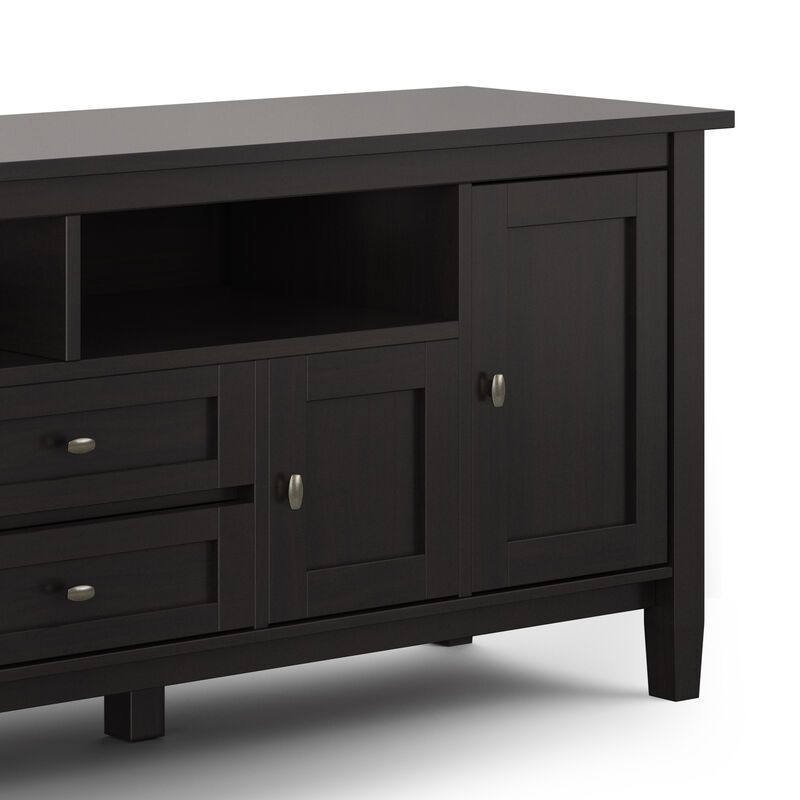 Warm Shaker SOLID WOOD 72 inch Wide Transitional TV Media Stand in Hickory Brown For TVs up to 80 inches