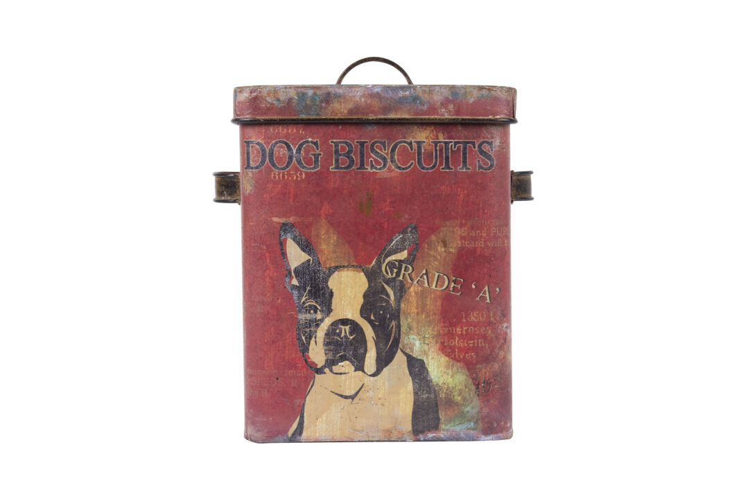 Metal Dog Biscuits Container with Lid, Multicolor