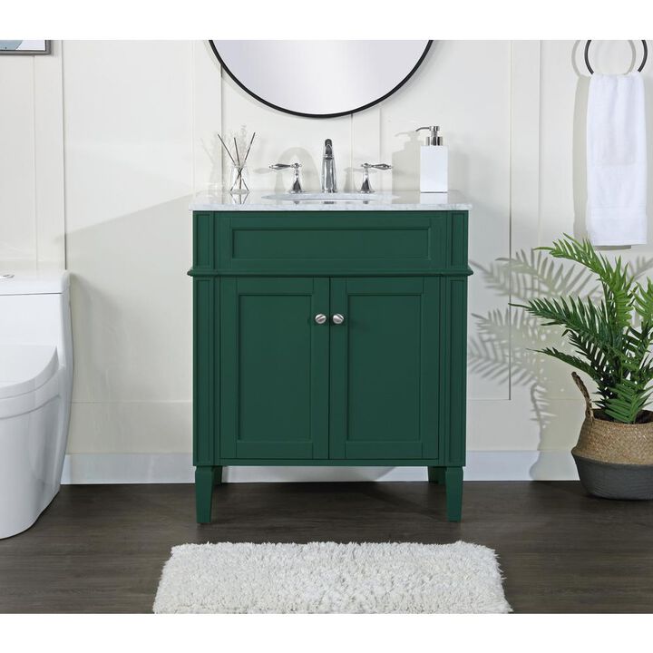 Elegant Kitchen and Bath 30 inch Single bathroom vanity in green