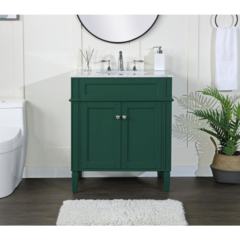 Elegant Kitchen and Bath 30 inch Single bathroom vanity in green