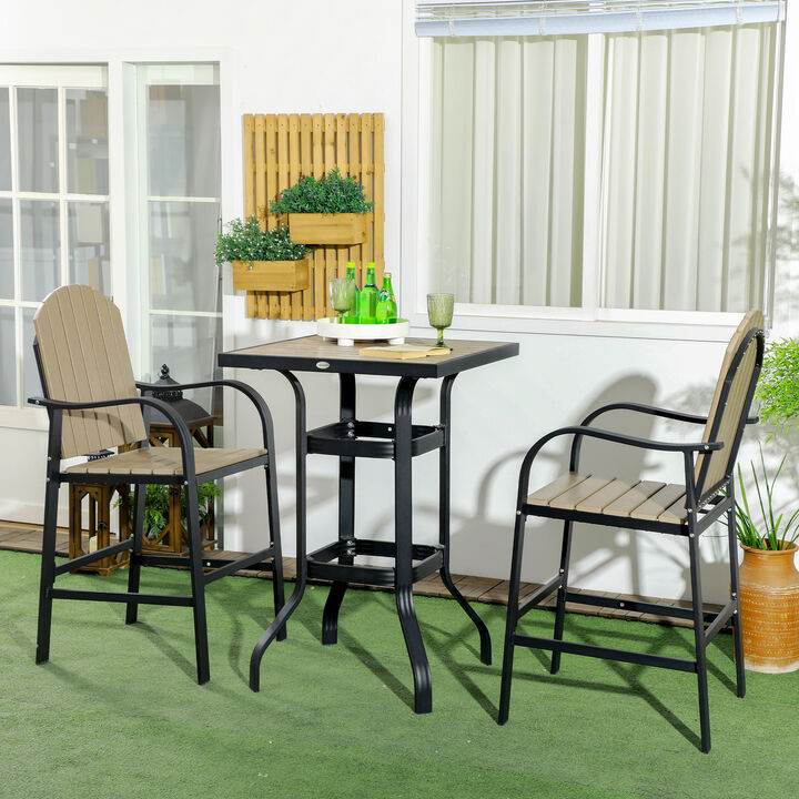Outsunny 3 Piece High Top Patio Table and Chairs Set with Umbrella Hole