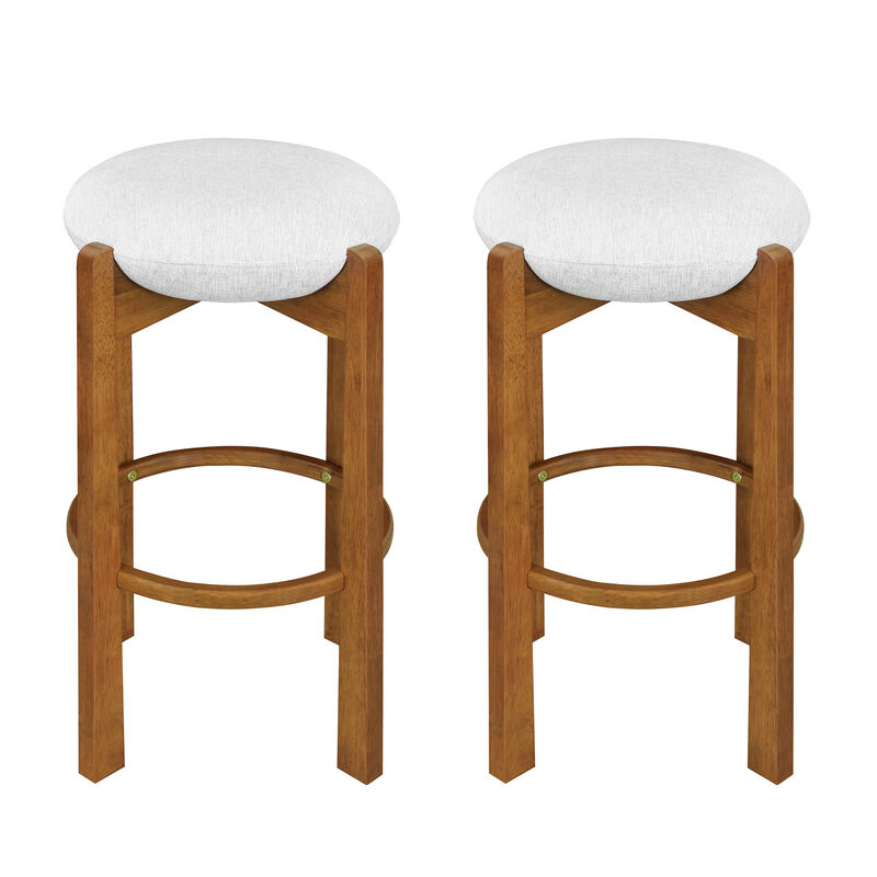 Christopher Knight Home Mela Modern Rubberwood Upholstered Barstools (Set of 2) image number 0