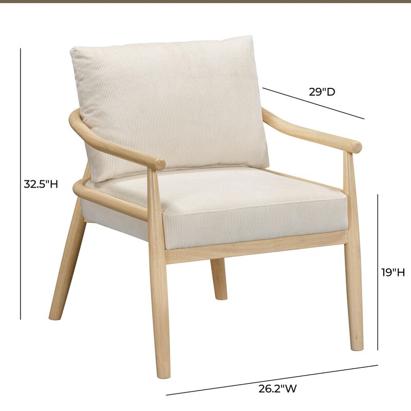 Tov Furniture Dixie Cream Chenille Velvet Accent Chair image number 1
