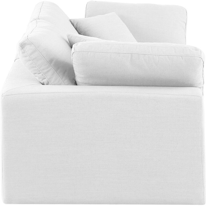 Meridian Furniture Comfy White Linen Textured Fabric Modular Sofa