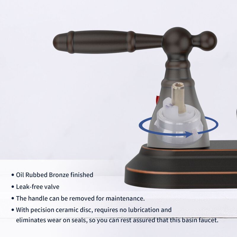 Oil-Rubbed Bronze Bathroom Faucet, 2-Handle Centerset with 360&deg; High Arc Swivel Spout for Vanity Sink