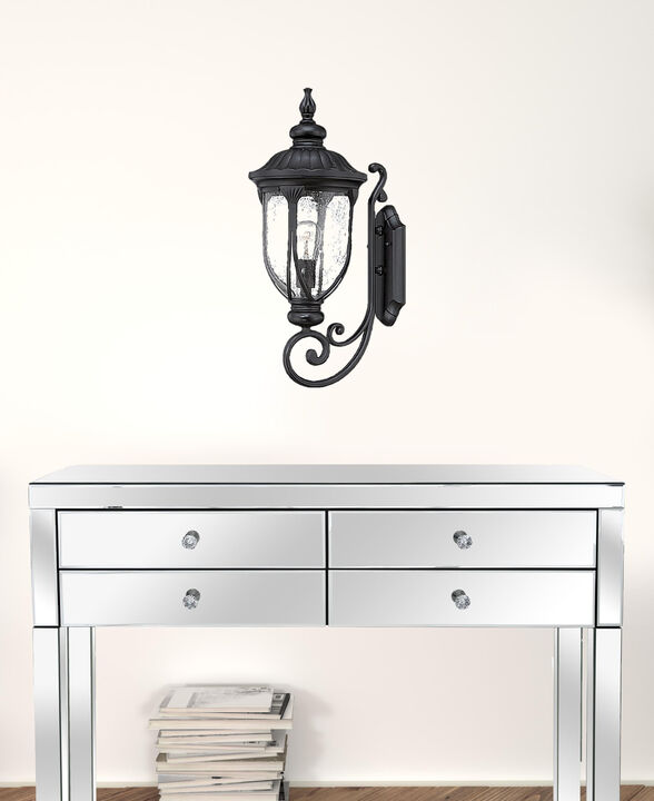 Hivvago XL Matte Black Cast Aluminum Glass Lantern Wall Light