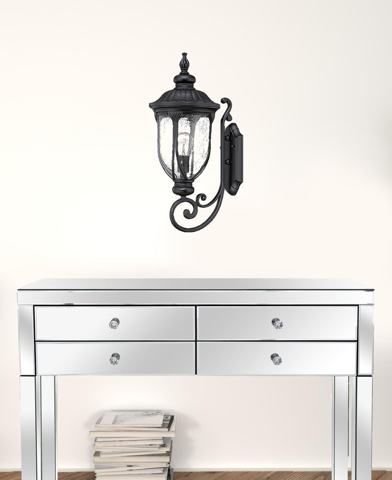 Hivvago XL Matte Black Cast Aluminum Glass Lantern Wall Light