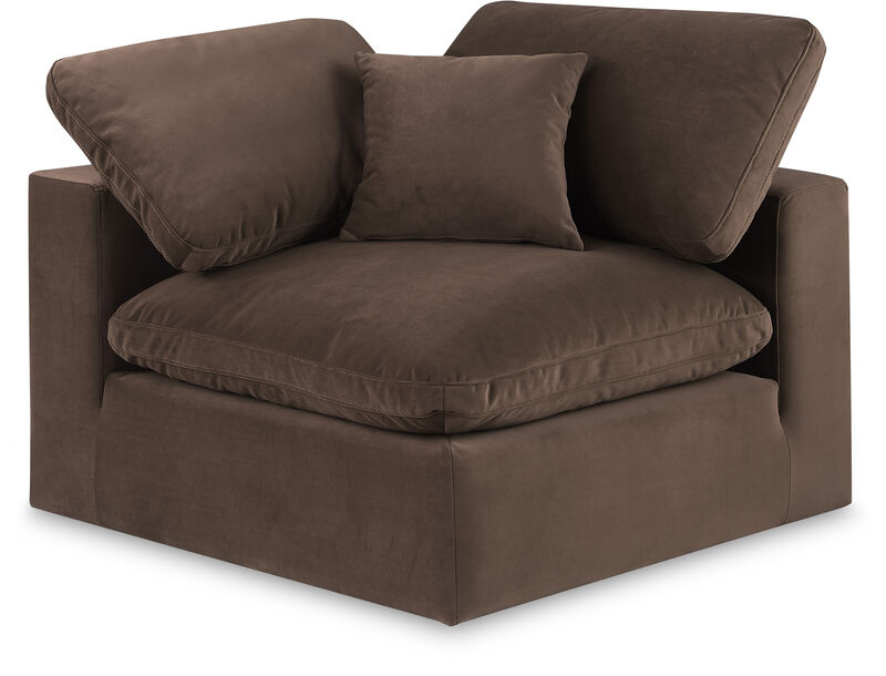 Meridian Furniture Comfy Brown Velvet Modular Corner Chair