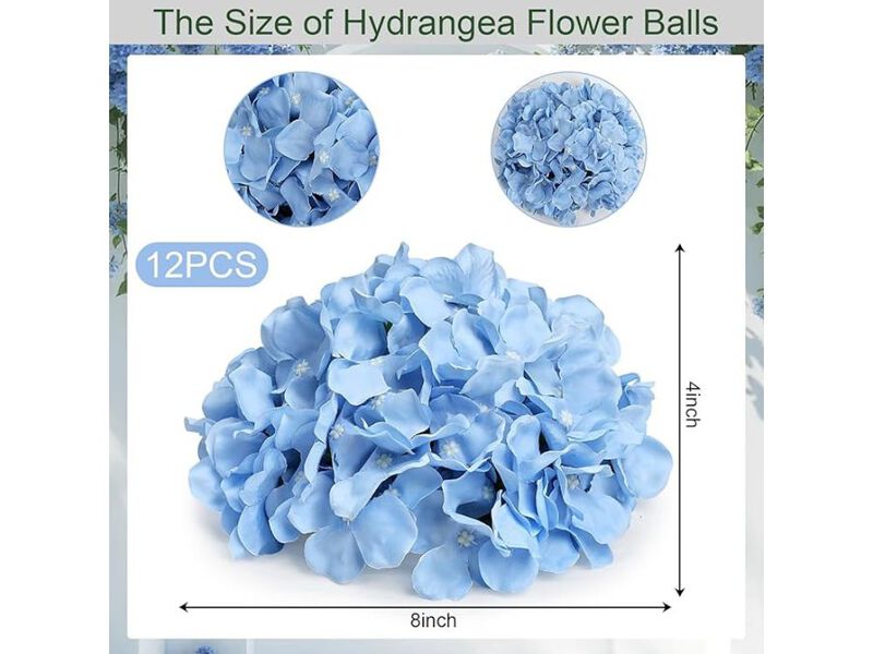 12 Piece Blue Artificial Hydrangea Flowers Wedding Centerpiece Decor image number 2