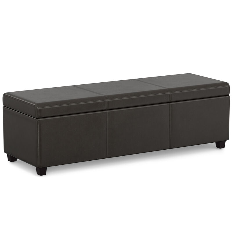 Avalon 54 inch Wide Contemporary Rectangle Extra Large Storage Ottoman Bench in Tanners Brown Vegan Faux Leather, Assembled image number 0