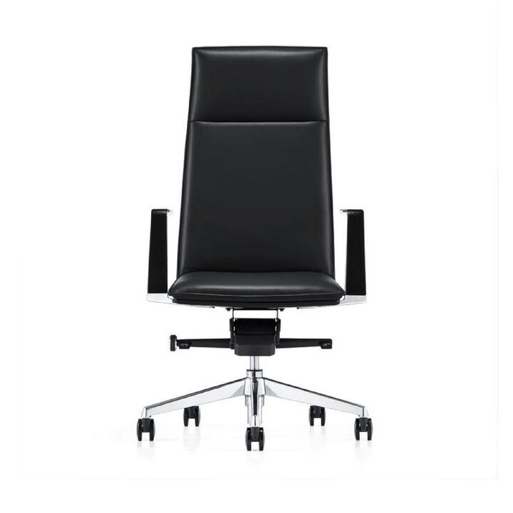 Cid 27 Inch Modern Swivel Office Chair, Tall Back, Reclining, Dark Gray - Benzara