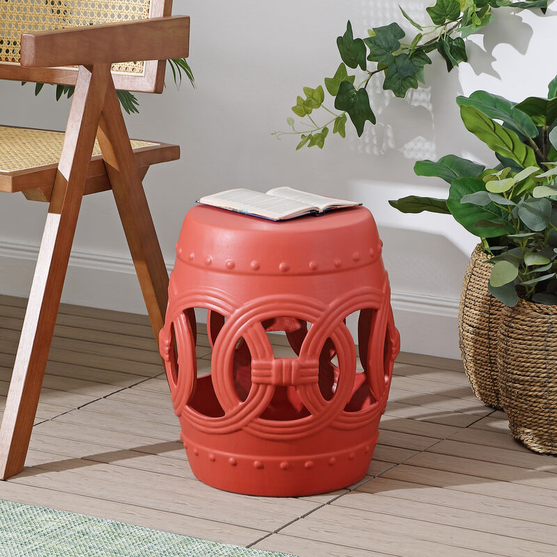 Lucky Coins Chinese Ceramic Drum Garden Stool