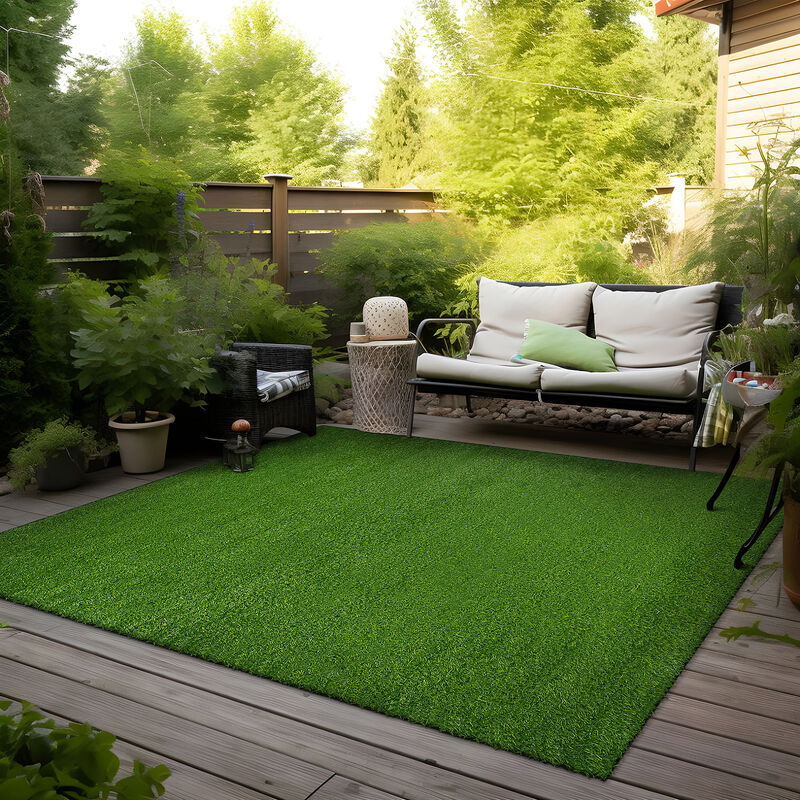 World Rug Gallery Artificial Turf Solid Grass Indoor Outdoor Area Rug:  Medium Pile,  Stain & Fade Resistant image number 8