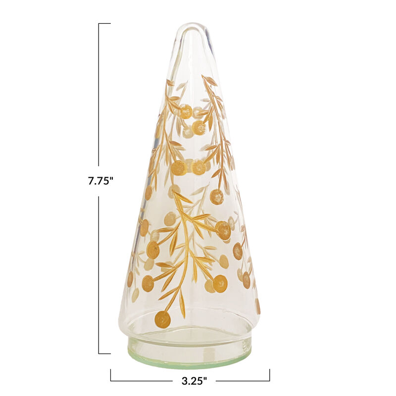 Gold Etched Handblown Glass Tree image number 1