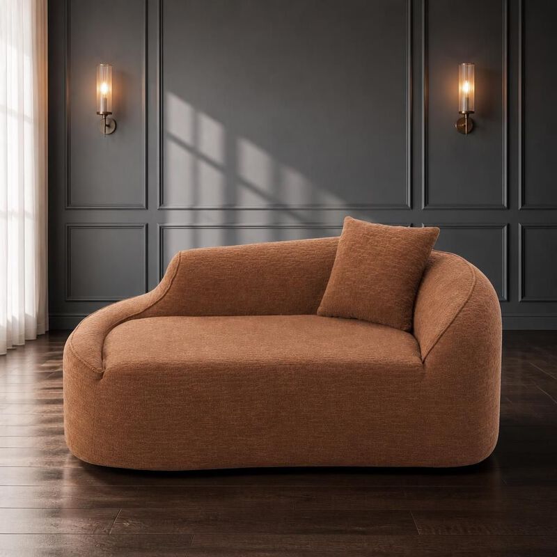 GOODSILO Curved Indoor Chaise Lounge Chair Modern Deep Seating Sleeper Sofa with Throw Pillow for Living Room Bedroom Apartment Small Spaces image number 2