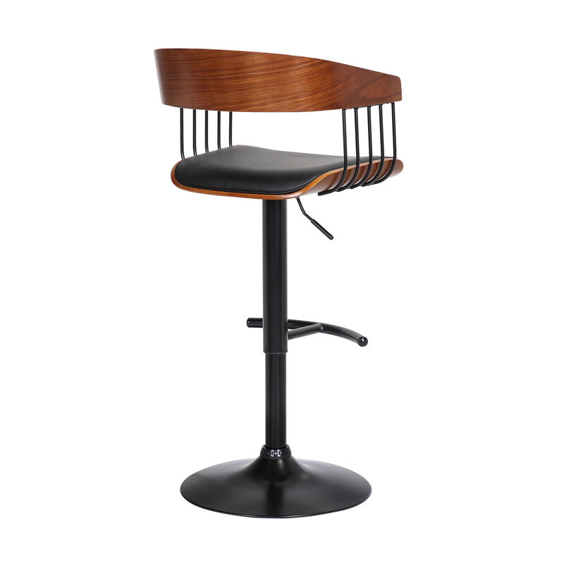 HomeRoots Faux Leather and Metal Adjustable Bar Stool with Full Back image number 3