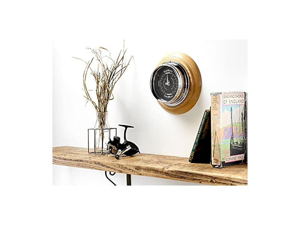 Prestige Chrome Tide English Oak Mount Wall Clock Coastal Home Decor