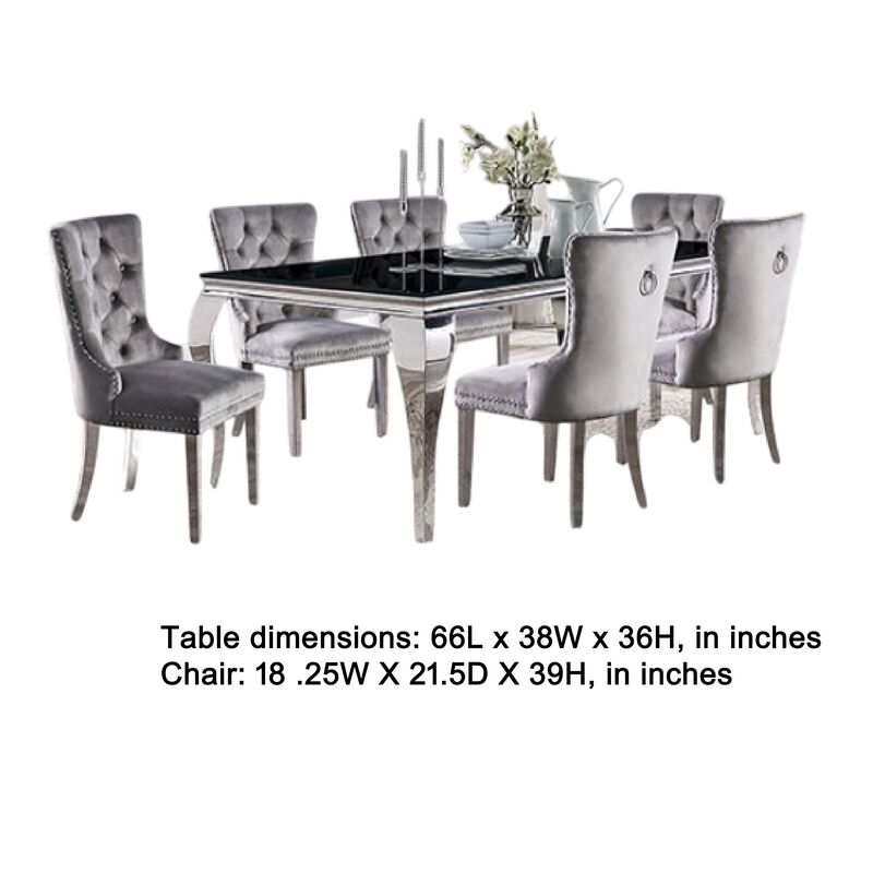 Rico 7pc Counter Height Table Set with 6 Padded Fabric Chairs, Gray image number 5