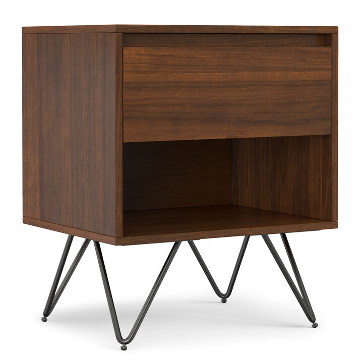 Hunter  20 inch Wide Industrial Modern Nightstand in Walnut